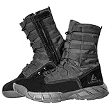 LAHORS Lightweight Military Tactical Combat Boots Men Outdoor Hiking Desert Army Boots Breathable Male Jungle Shoes Man Side Zipper (Black, Adult, Men, 10, Numeric, US Footwear Size System, Medium)