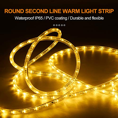 Jinjuer Led Rope Lights Plug In Warm White 33Ft Connectable Flexible Clear Tube Lights Waterproof Indoor Outdoor Led Rope Lighting For Bedroom,Garden, Patio, Party, Camping,Wedding Decoration #TOP2