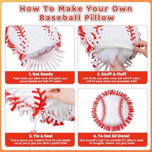 Kit de manualidades de béisbol Mindsoft con 6 cojines de forro polar para niños 3