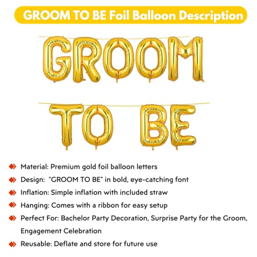 Image of Groom To Be Banner Gold for Wedding Home Boys Foil Balloon Decoration Decor Celebration Golden