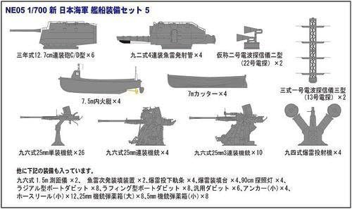 1/700 Japanese Navy Shiratsuyu type destroyer shower with new equipment parts