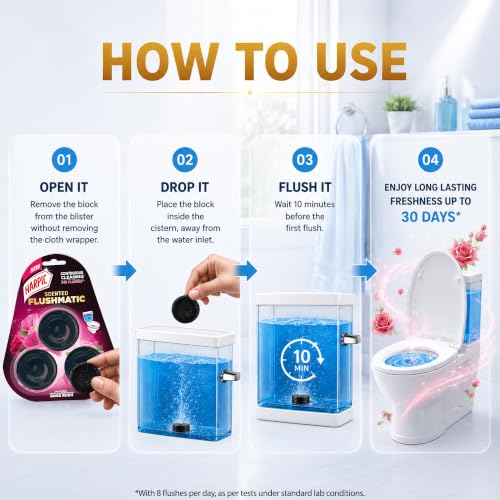 Harpic Scented Flushmatic - Rose Rush 150 gm | In-Cistern Toilet Cleaner Blocks - Image 6