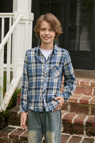 Image of Betusline Boy and Men Button Down Plaid Shirt | Soft,Breathable and Comfortable Fabric