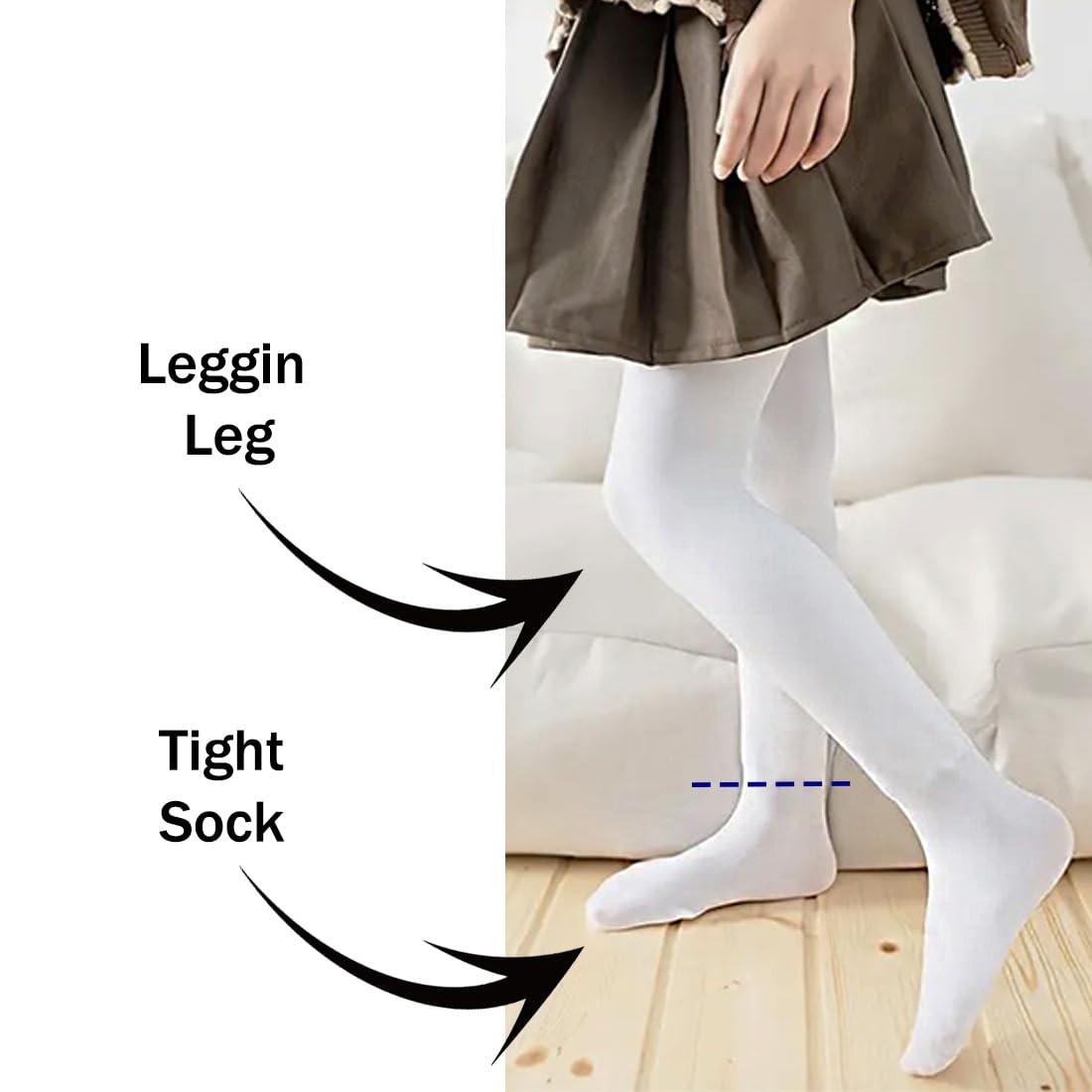 Medias Leggins para Niñas Blanco, Leggins con Punta de Media Calcetín, Medias para Ballet, Medias para Niñas, Medias para Comunión, Danza, Gimnasia,