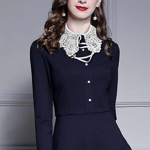 Miniatura 6 de GORGECRAFT Collar de encaje blanco para Halloween, cuello falso de encaje, para mujer, ahuecado, desmontable, tela de flores falsas, cuello de