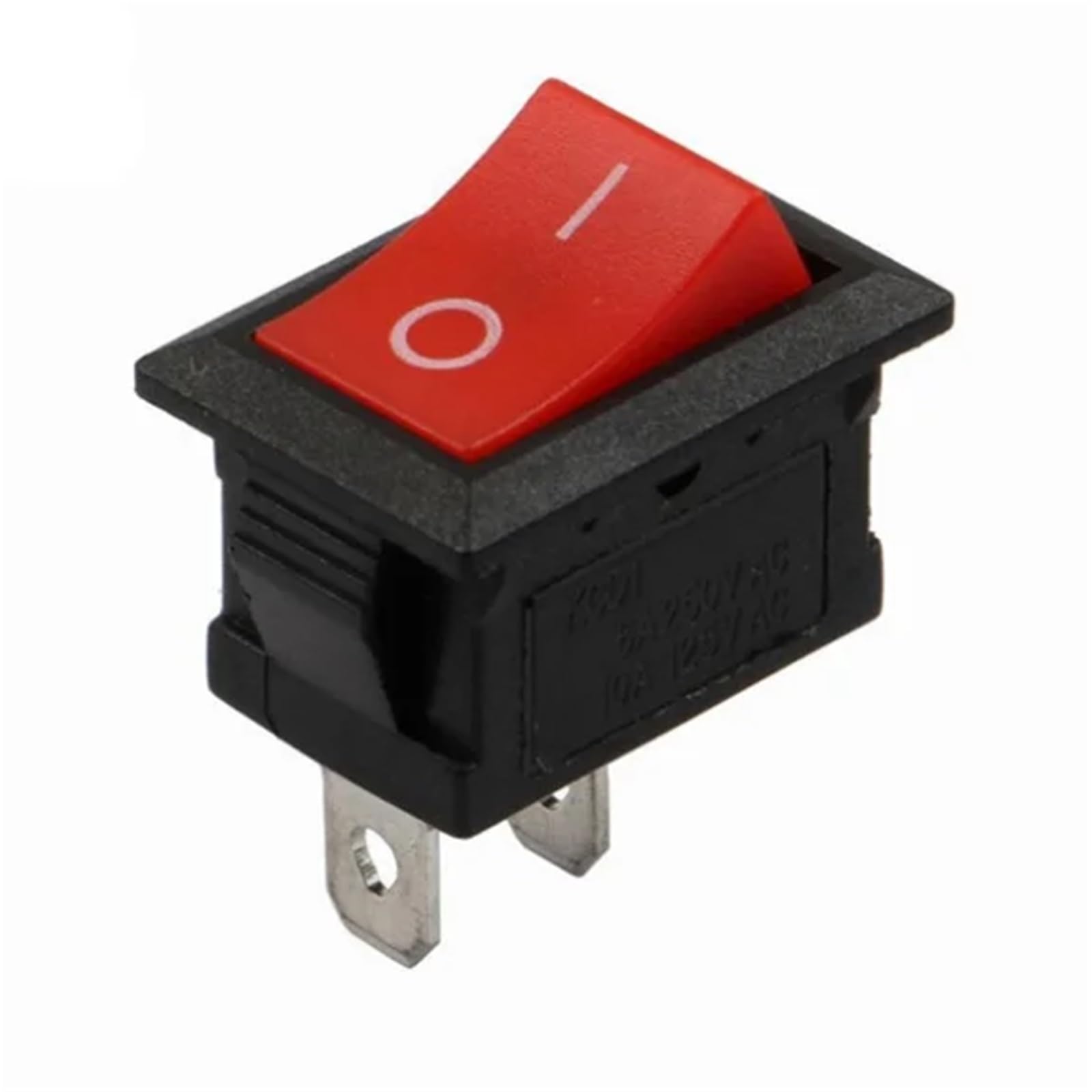20pcs Copper feet 21x15mm Black/red 2PIN Boat Rocker Switch SPST Snap-in ON/Off Position Snap 6A/250V Kcd1 21 * 15 mm(Red)