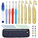JUPEAN Crochet Hook Set 5 Sizes Large Crochet Hooks and 4 Sizes Ergonomic Crochet Hooks with Stitch Markers Sewing Needles for Giant Chunky Yarn Carpet Scarf Bulky Wool Roving Weaving