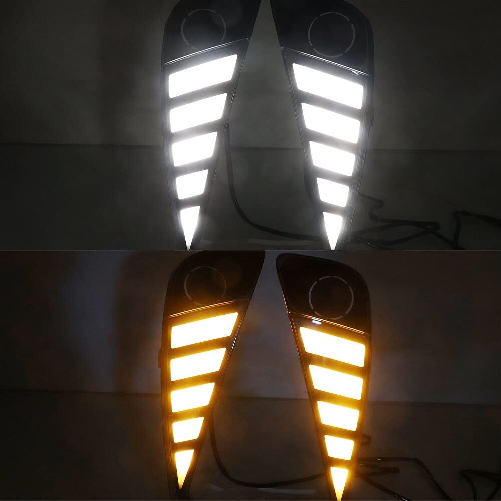 2 pz. Macchina Leggero drl. Luce di Marcia Diurna con Diagramma dinamico Giallo di RUNCO Lampada da Daylight fendinebbia Adatta for Toyota C-HR CHR 2020 2021 Fendinebbia