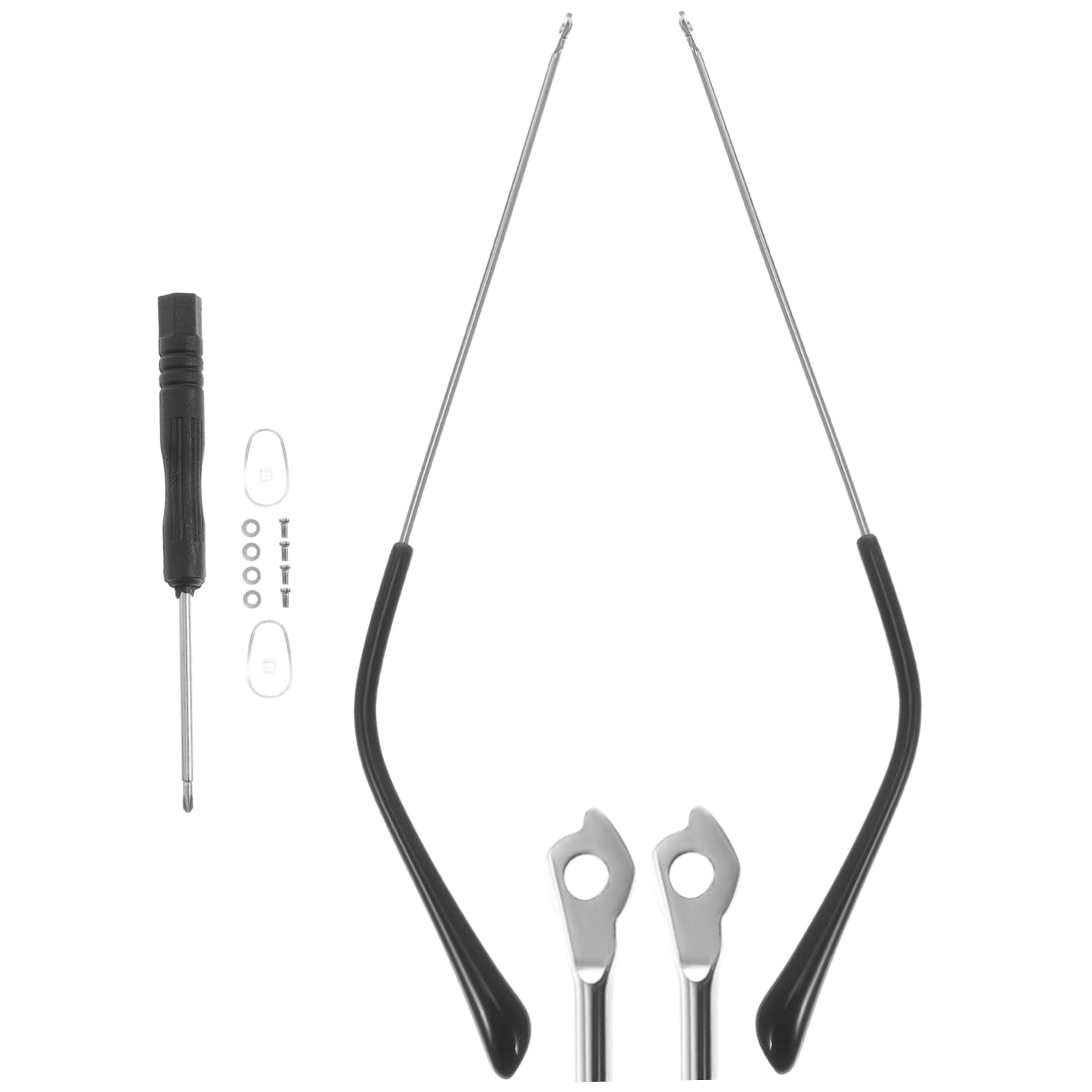 BEBEMOKO 1 Pair Eyeglass Arm Replacement for Glasses Easy Install Temple Accessory Comfortable Fit Silver