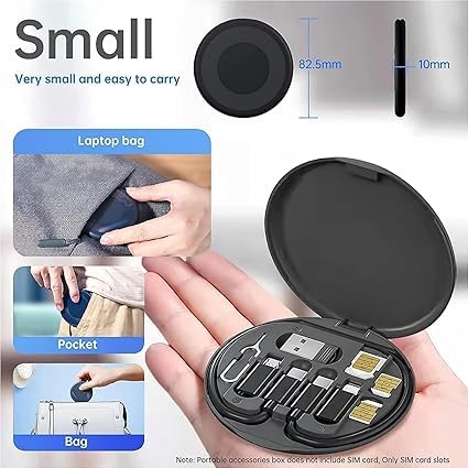 Image of Original All in One 60W USB Fast Charging Travel Cable Set Type C and Micro USB Port Inbuilt Mobile Stand Compatible with lPhone, iPad,Samsung,OnePlus, Mi,Oppo,Vivo,iQOO (All in 1, Black)(APR203)