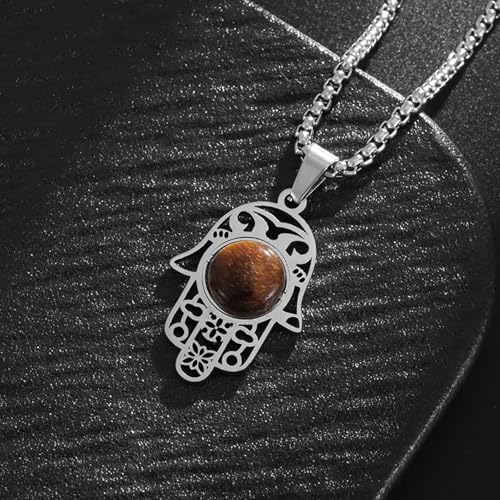 Pendentif en pierre naturelle acier de synthèse chic mixte - 2
