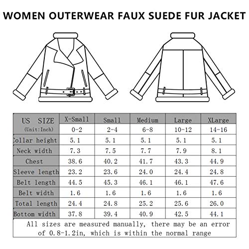 Ramisu Women's Outerwear Faux Suede Leather Jacket Lined In Thick Faux Fur Winter Coat Winter Motorcycle Biker Jacket 8051 S Suede Black #TOP5