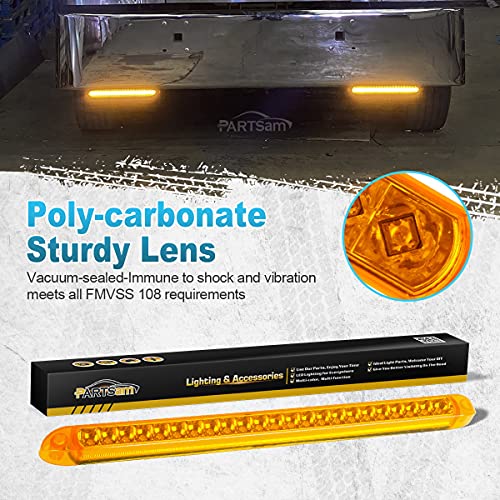 Image of Partsam 2Pcs Amber Yellow 17 inch Inch 23 LED Trailer Turn Signal Parking Front Clearance Marker ID Identification Light Bars Waterproof 12V Sealed for Trailer Truck RV Camper Pickups