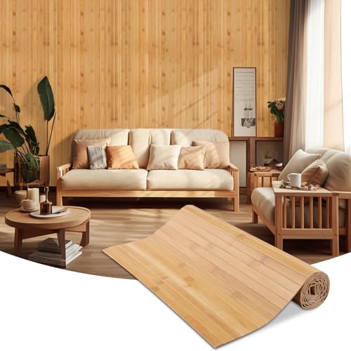 LSGCQ Paneles decorativos para pared panel de pared de bambú para decoración interiores salón oficina techo (1,2×2,4m, Carbonizado)