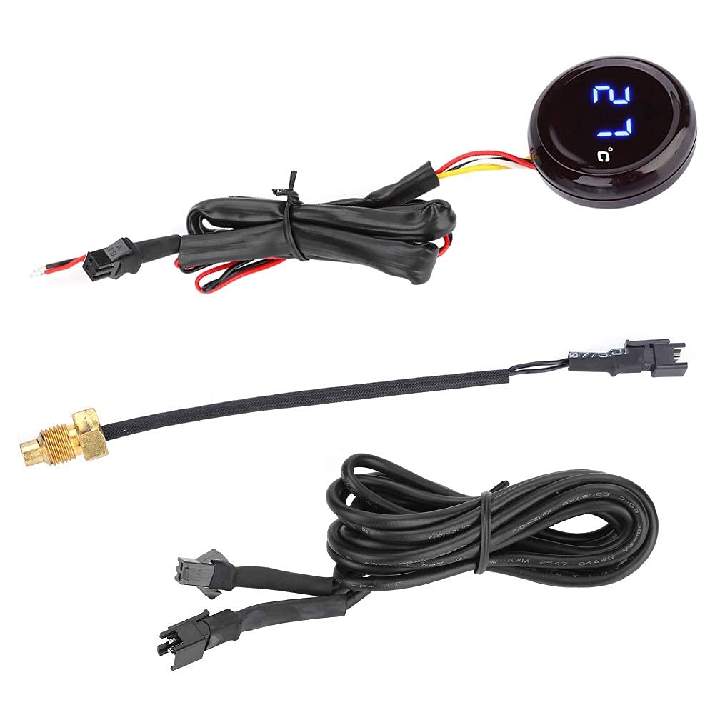 Yctze Thermomètre de moto , jauge de compteur de température d'eau de thermomètre numérique pour MT-03/S1000RR/GSX-R600(Bleu)