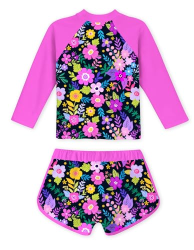Image of Vogseek Girls Rash Guard Two Pieces Swimsuit Long Sleeve Bathing Suit for 3-10 Years