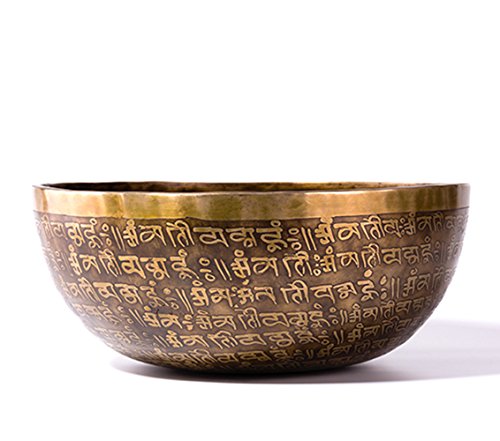 tibetano cuencos 700 g 13 cm Meditación Om Mani Cuenco tibetano vibración martilleado a mano. Metal Singing Bowl Set de Nepal para meditación, Oración, Yoga y curación