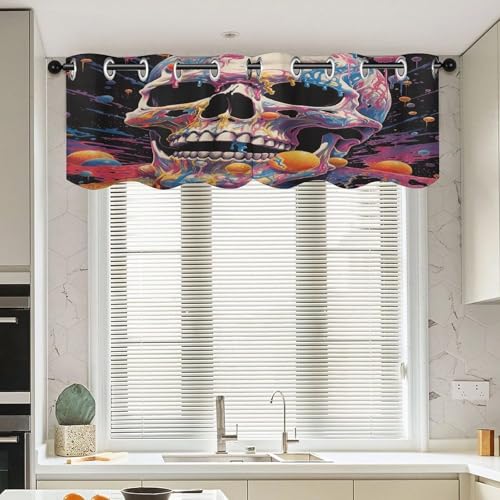Cortinas opacas de calavera para ventanas de cocina y decoración moderna 4