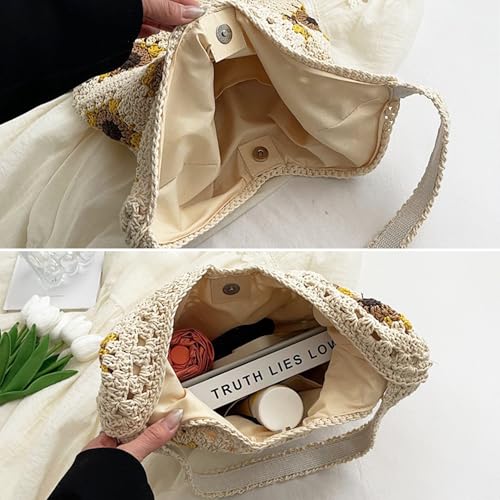 Image of Rejolly Straw Hobo Bag for Women Tote Bag Summer Vacation Beach Handbags Boho Bohemian Style Shoulder Purse