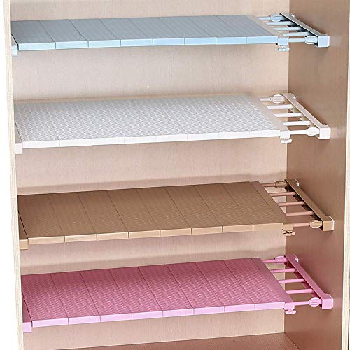MUYCO Extensible Réglable Garde-Robe Étagère De Rangement Rack Séparateur Armoire Bibliothèque Placard Diviseur DIY Organisateur Tige pour Cuisine Salle De Bains Chambre Blanc