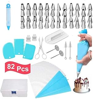 KOKSI 82-Piece Cake Decorating Set with Pastry Bags, Piping Nozzles, Icing Spatula, Smoother and More