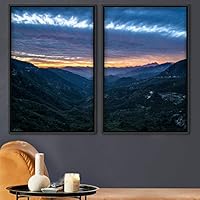 2 Piece Framed Canvas Wall Art Sunset in The Mountains Canvas Prints Home Artwork Decoration for Living Room,Bedroom - 16