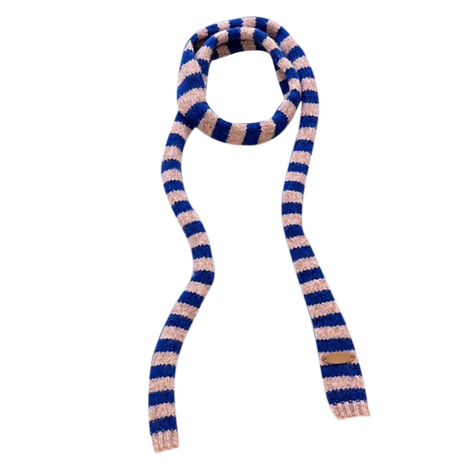 Pyasuye Women's Blue Knit Skinny Scarf For Neckerchief Hangbag Handle Wrap For Handbag Wrap Handle Belt Choker