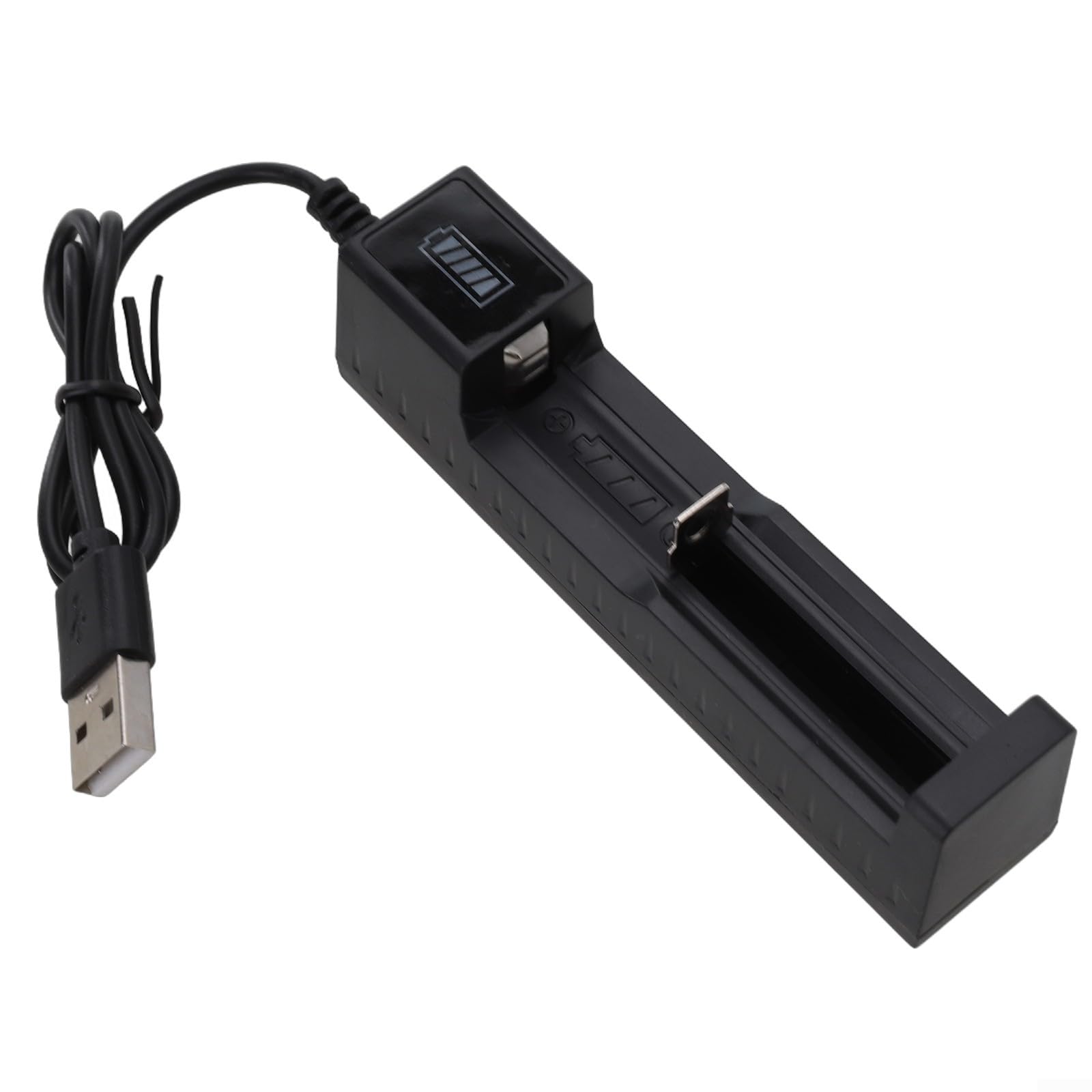 USB Smart Battery Charger with Telescopic Spring, Compatible with for 14500 18500 26650 Li Ion Batteries