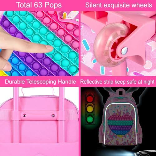 Image of CCJPX 5Pcs Kids Luggage for Girls, Rolling Travel Carry on Suitcase for Toddler Children with Wheels(Pink)