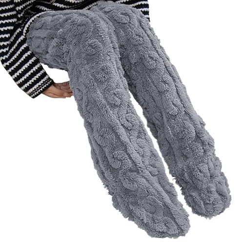 Image of Clobeau Over Knee High Fuzzy Socks Slipper Stockings Leg Warmers Winter Sleeping Socks Christmas Stockings Boot Socks
