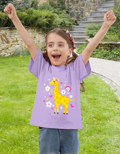 Image of Toddler Girls Clothes T-Shirt Short Sleeve Graphic Tee Cartoon Dinosaur 2-6T Girl Shirt Summer