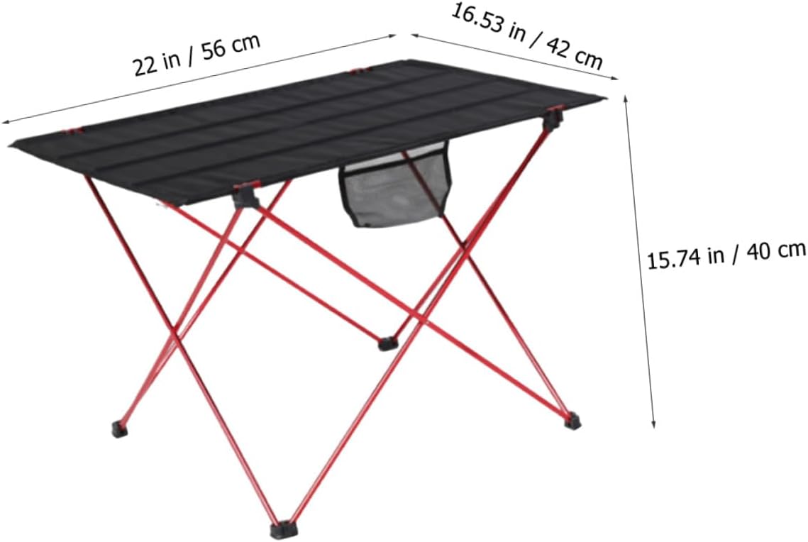 Ciieeo Portable Folding Camping Table and Foldable Beach Table Lightweight Aluminum Alloy for Hiking Car Camping and Backpacking (Medium Red)