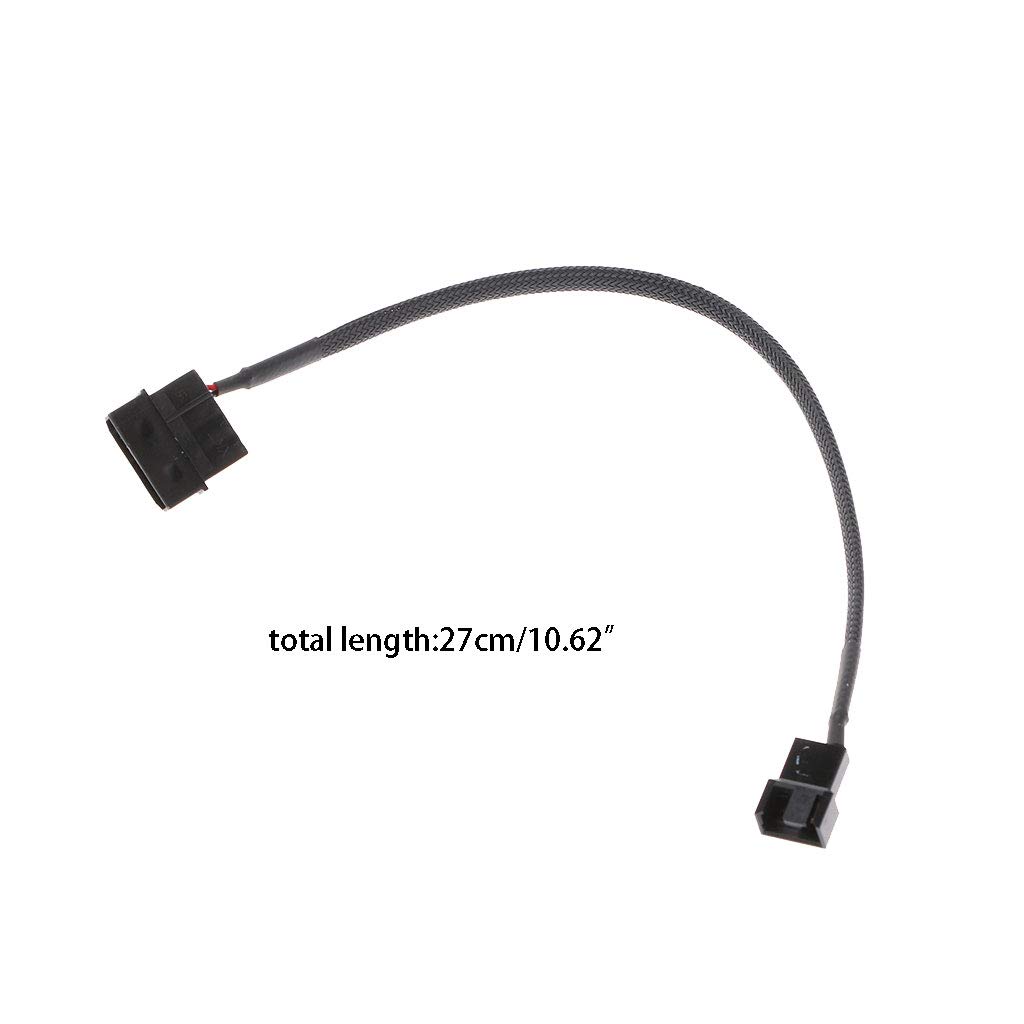 4-Pin Molex Maschio a 3-Pin/4-Pin PWM Cavo Adattatore di prolunga per Ventola con Maniche Maschio, Cavo Adattatore-Nero