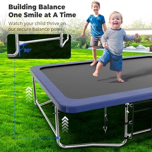 Lyromix 14FT Rectangular Outdoor Trampoline Navy Blue for Kids & Adults - 5