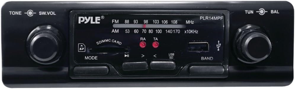 Pyle PLR14MPF In-Dash AM/FM-MPX MP3 Shaft Style Dual Knob Radio with USB/SD Card