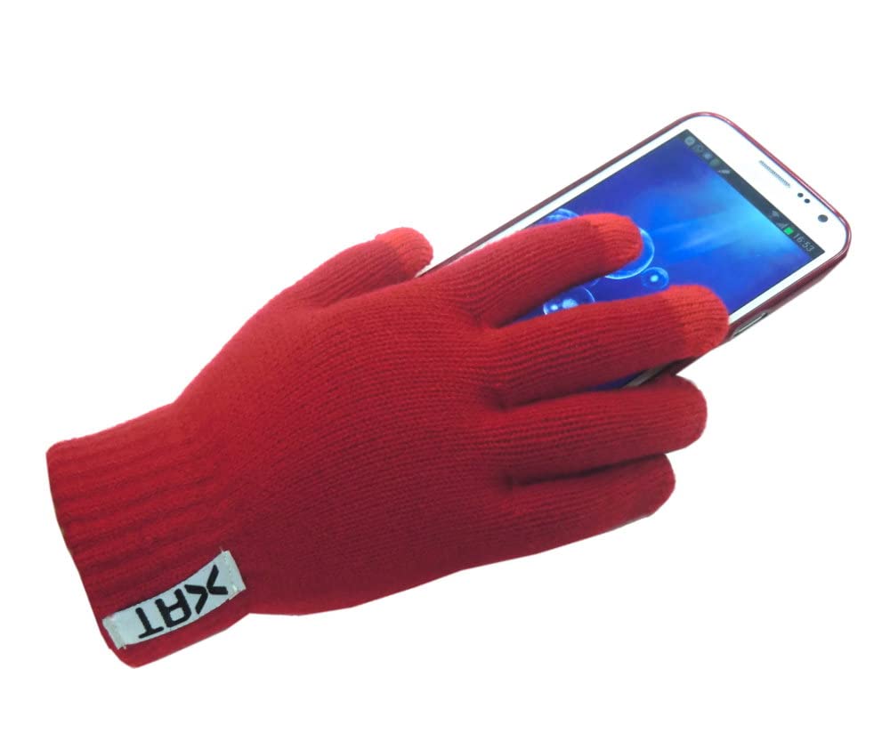 XAT Touchscreen Smartphone Friendly Winter Soft Knitted Gloves for Men & Women (Red)