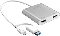 Vista 1 de j5create Adaptador multimonitor USB-C a HDMI dual con convertidor USB tipo A 4K + 2K Compatible con Windows y Mac (JCA365)