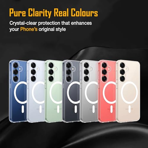 Image of Zapcase Back Case for Samsung Galaxy S25 5G | Slim Lifetime Anti-Yellow Crystal-Clear Cover with Elevated Camera Protection & MagSafe Compatibility | Premium German Polycarbonate | Shockproof | Clear