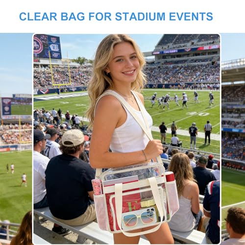 Image of Busiuw Clear Bag for Stadium Events, Stadium Approved 12x12x6 Clear Tote Bag for Sport Fan, Work Concert Travel