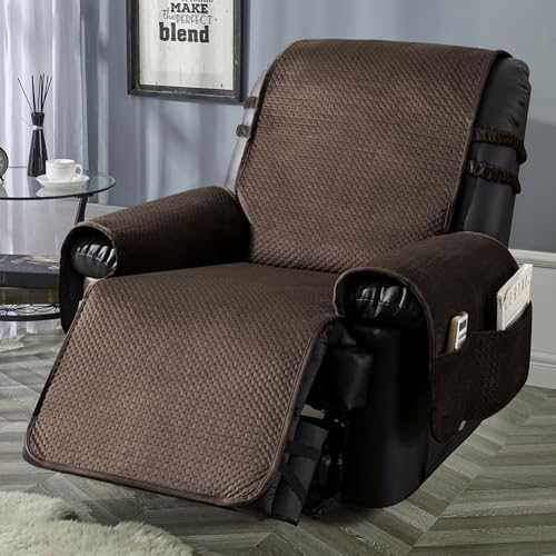 STONECREST Recliner Chair Cover Water Resistant Velvet Quilted Slipcover Stay in Place BlackGrey Recliner 23 Regular product thumbnail 13