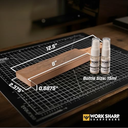 Image of Work Sharp Leather Strop And Diamond Emulsion Kit - Precision Edge Refinement System - Knife Sharpening, Polishing, Honing Tools And Blades