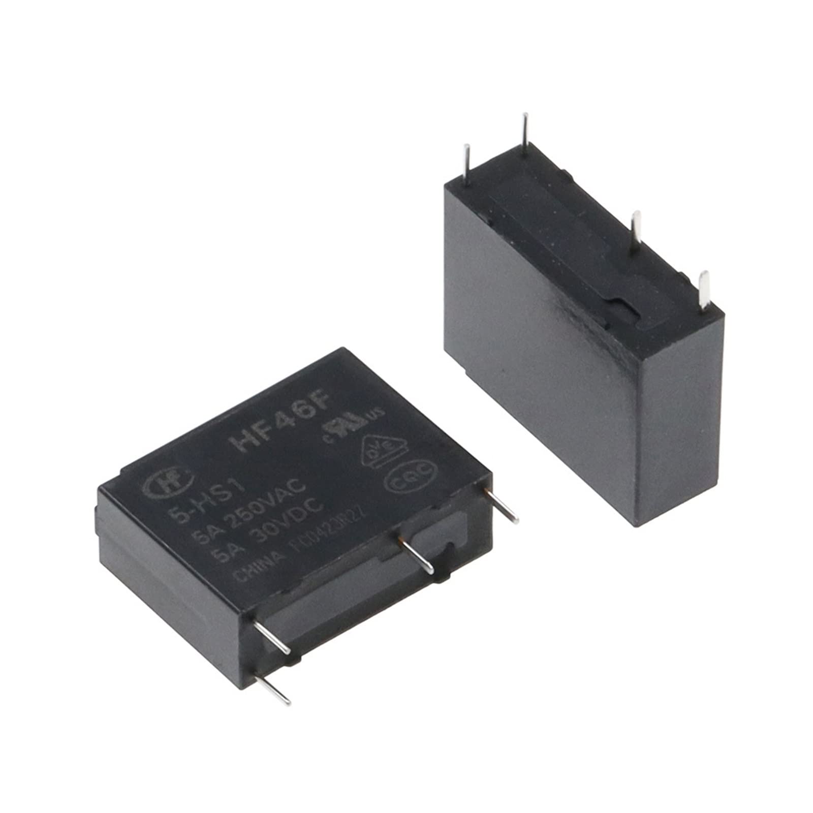 WBNFFUCYU 50PCS 30VDC Power Relays HF46F-005-HS1 HF46F-012-HS1 HF46F-024-HS1 5-HS1 12-HS1 24-HS1 5A 250VAC 4PIN 5V 12V 24V DC