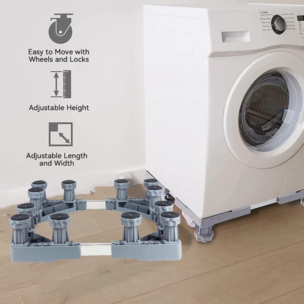 Supporto per lavatrice Base per lavatrice Multifunzione Base di supporto per frigorifero Mobile Universale Base Regolabile per Asciugatrice Frigorifero Accessori da Cucina