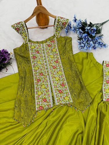 Image of infloura Lehenga Plazzzo And Koti Blouse Set For Womens And Girls Chinon Silk Fabric With Sequins and Thread Embroidery Work Fully Stitched Perrot