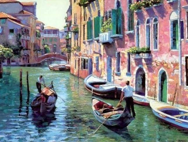 Syntego DIY Paint by Numbers for Adults, Canals of Venice Canvas Acrylic Painting Kit with Paintbrushes Approx 50 x 40cm(16" x 20")