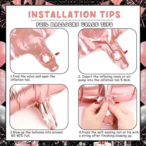 Balterever Twenty Ate 28th Birthday Decorations for Women Rose Gold Twenty Ate Banner Cake Topper 28th Birthday Sash Rain Curtain Herat Balloons for Bday Supplies by Balterever - Used condition - Image 5