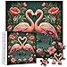 PICKFORU Vintage Flamingo Puzzles for Adults 1000 Pieces and up, Valentine Jigsaw Puzzles with Two Pink Flamingos, Heart Puzzle for Puzzle Lover