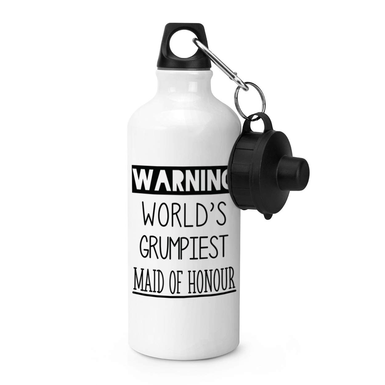 Gift BaseWarning World's Grumpiest Maid Of Honour Sports Bottle Water Gym 600ml White