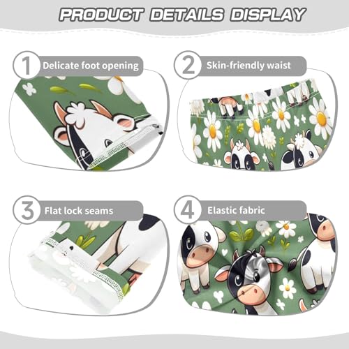 Toddler Girls Leggings Printed Yoga Pants Leggings Cow White Daisy for Kids3