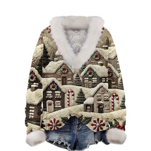 Sudadera de Navidad para mujer HUIFUAO morada talla S de punto cómodo